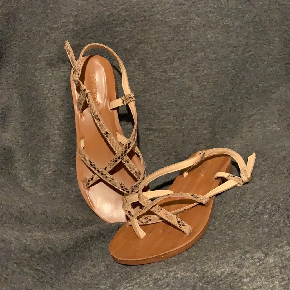 Strapping snake print sandals